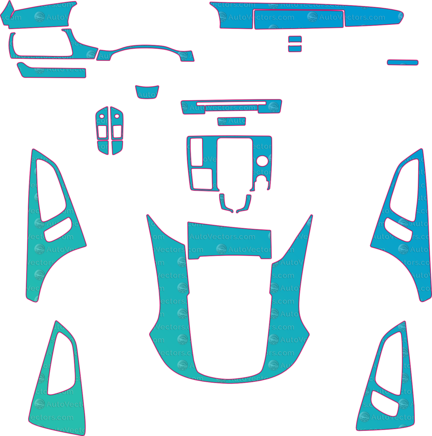 Audi S7 4G Base (2013-2018) Interior Pre-Cut PPF Pattern Templates – interior pre-cut PPF pattern templates, digital download vector files (CDR, AI, PDF, DXF, SVG)