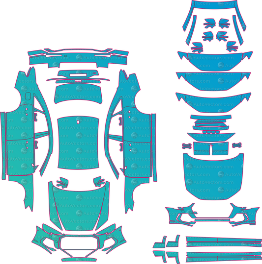 Audi S8 4N Facelift (From 2022) Sedan Pre-Cut PPF Pattern Templates – pre-cut PPF pattern templates, digital download vector files (CDR, AI, PDF, DXF, SVG)