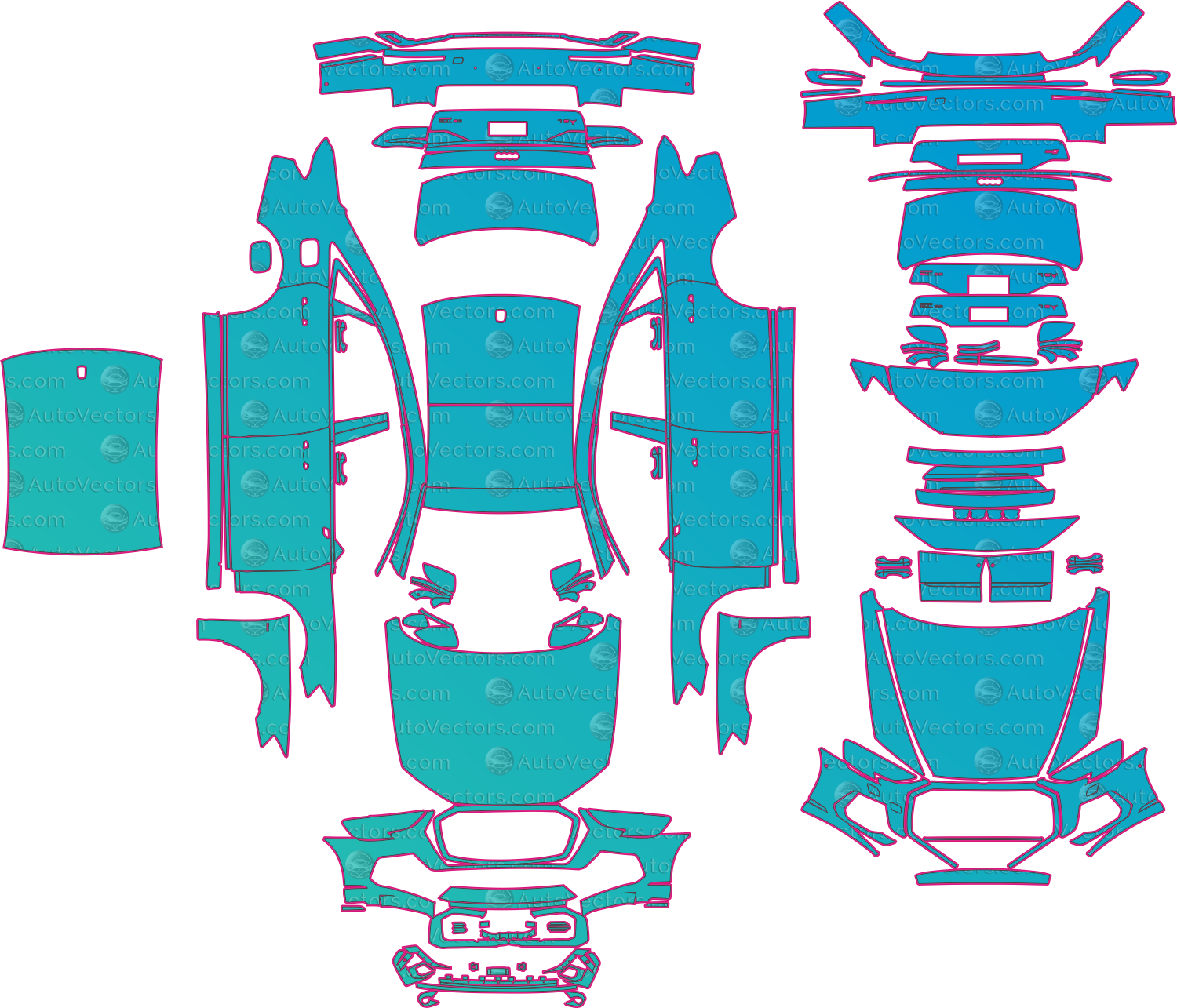 Audi S8 L D5 Facelift (From 2022) Sedan Pre-Cut PPF Pattern Templates – pre-cut PPF pattern templates, digital download vector files (CDR, AI, PDF, DXF, SVG)