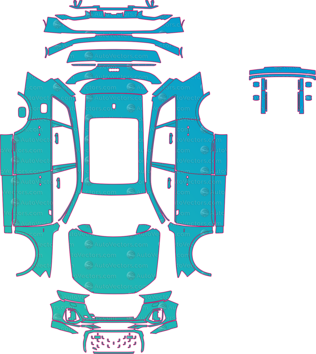 Audi SQ7 Base (From 2024) SUV pre-cut PPF pattern layout