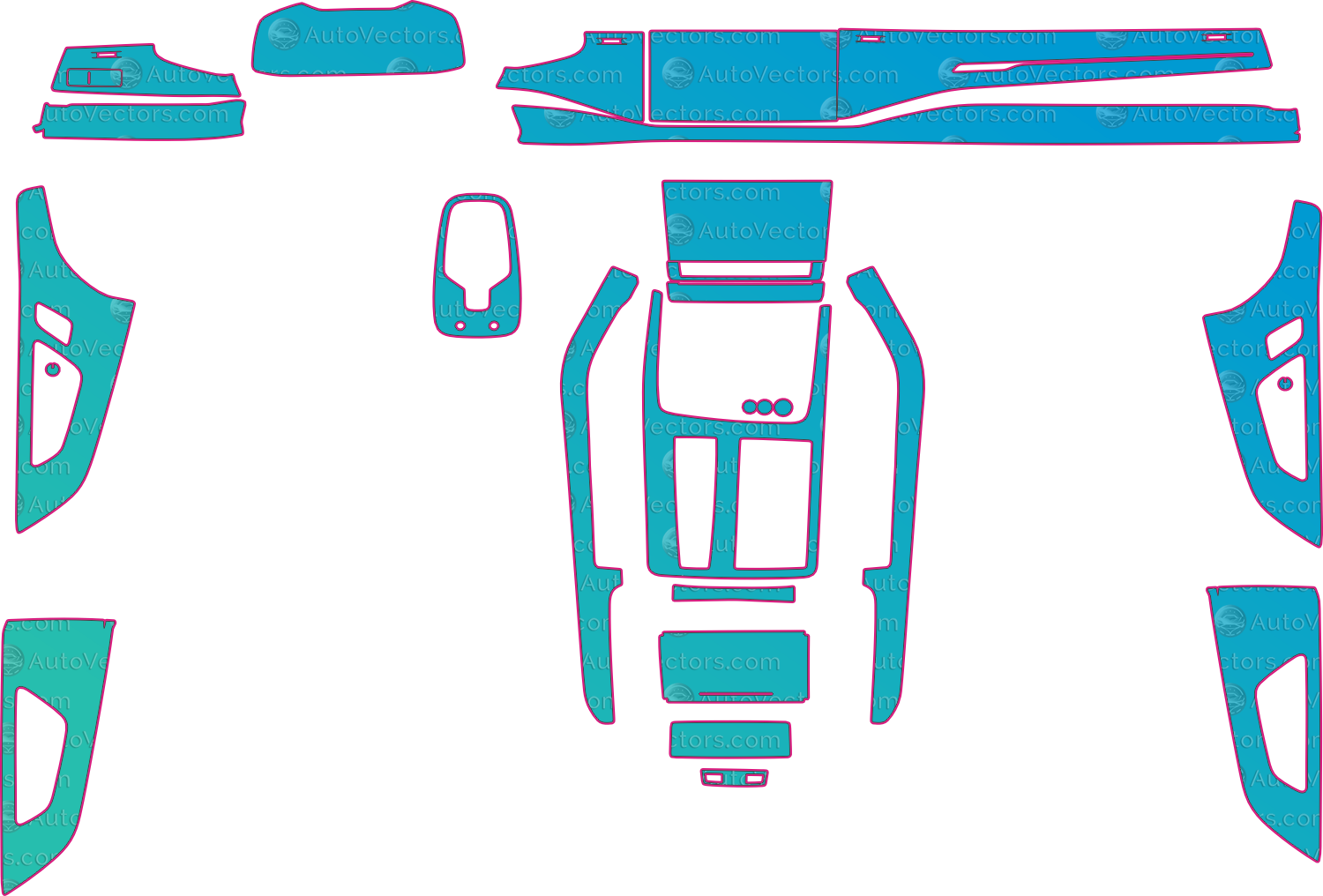 Audi SQ8 4M Base-Vorsprung (2020-2023) SUV Interior Pre-Cut PPF Pattern Templates – interior pre-cut PPF pattern templates, digital download vector files (CDR, AI, PDF, DXF, SVG)