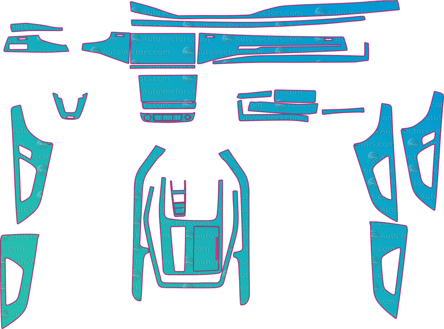 Audi SQ8 Base (From 2024) SUV Interior Pre-Cut PPF Pattern Templates – interior pre-cut PPF pattern templates, digital download vector files (CDR, AI, PDF, DXF, SVG)