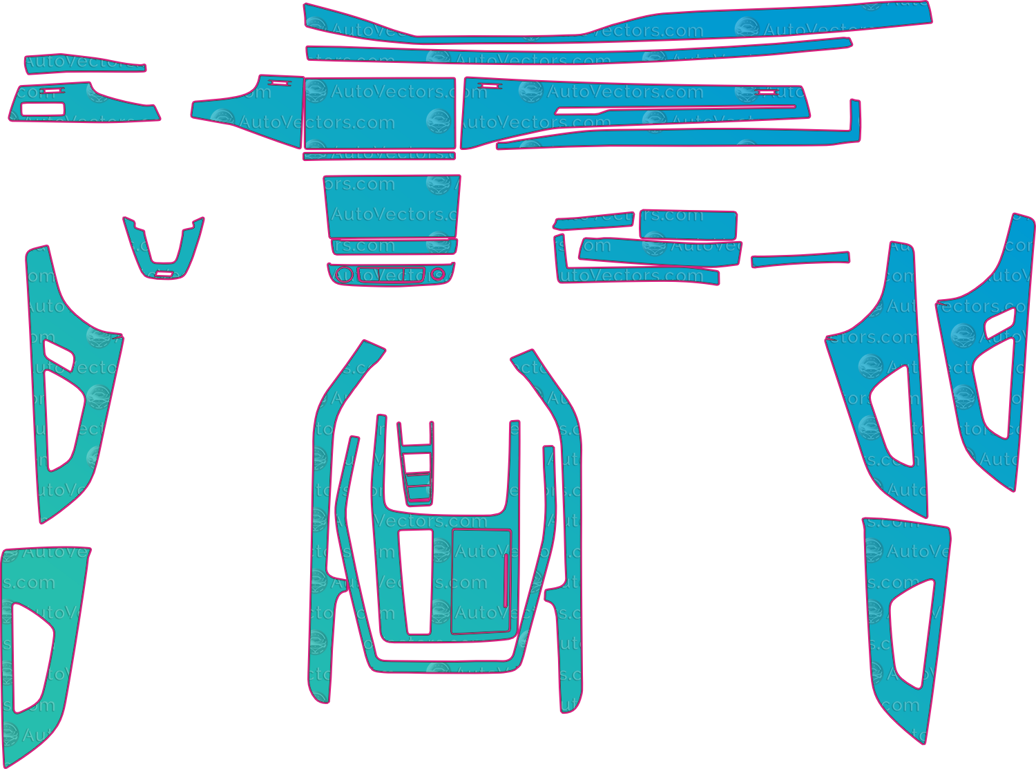 Audi SQ8 Base (From 2024) SUV Interior Pre-Cut PPF Pattern Templates – interior pre-cut PPF pattern templates, digital download vector files (CDR, AI, PDF, DXF, SVG)