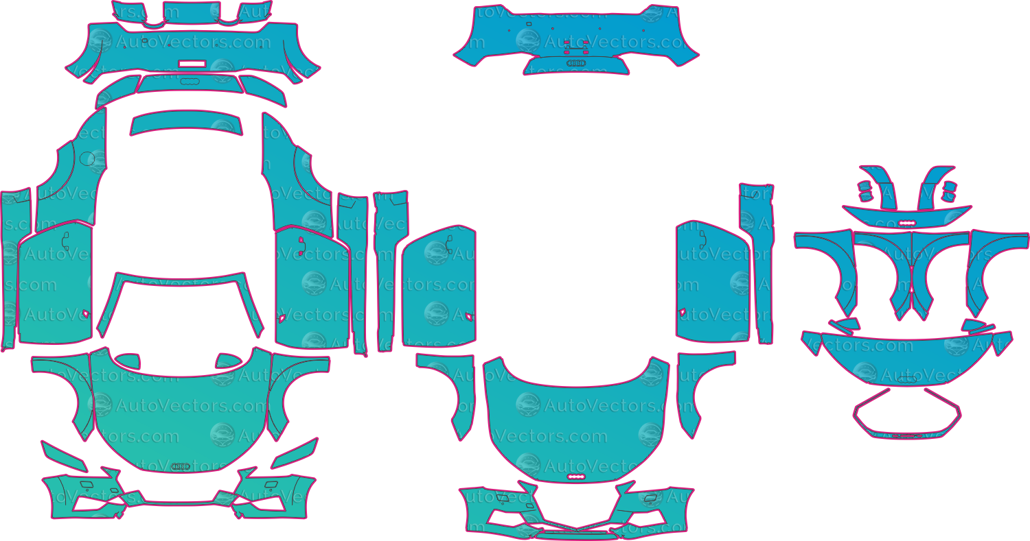 Audi TT 8S Facelift (From 2019) Convertible Pre-Cut PPF Pattern Templates – pre-cut PPF pattern templates, digital download vector files (CDR, AI, PDF, DXF, SVG)