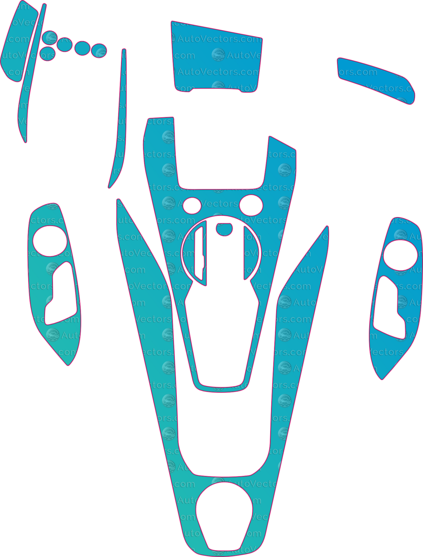 Audi TT RS (From 2021) Interior Pre-Cut PPF Pattern Templates – interior pre-cut PPF pattern templates, digital download vector files (CDR, AI, PDF, DXF, SVG)