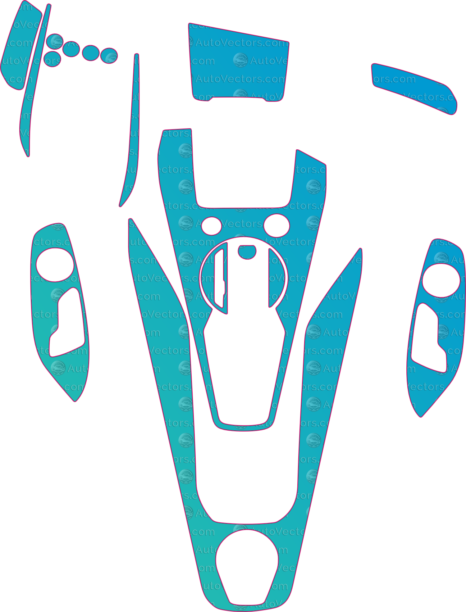 Audi TT RS (From 2021) Interior Pre-Cut PPF Pattern Templates – interior pre-cut PPF pattern templates, digital download vector files (CDR, AI, PDF, DXF, SVG)