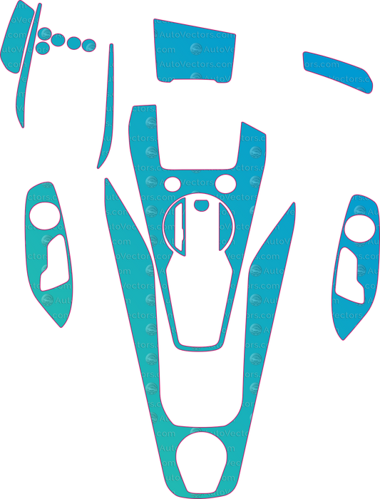 Audi TT RS (From 2021) Interior Pre-Cut PPF Pattern Templates – interior pre-cut PPF pattern templates, digital download vector files (CDR, AI, PDF, DXF, SVG)