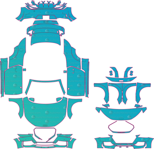 Audi TT RS 8S Facelift (2019-2023) Convertible Pre-Cut PPF Pattern Templates – pre-cut PPF pattern templates, digital download vector files (CDR, AI, PDF, DXF, SVG)