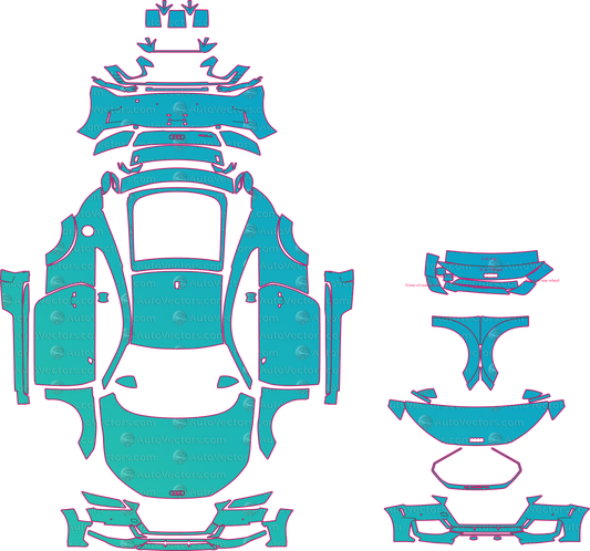 Audi TT RS 8S Facelift (2019-2023) Coupe Pre-Cut PPF Pattern Templates – pre-cut PPF pattern templates, digital download vector files (CDR, AI, PDF, DXF, SVG)