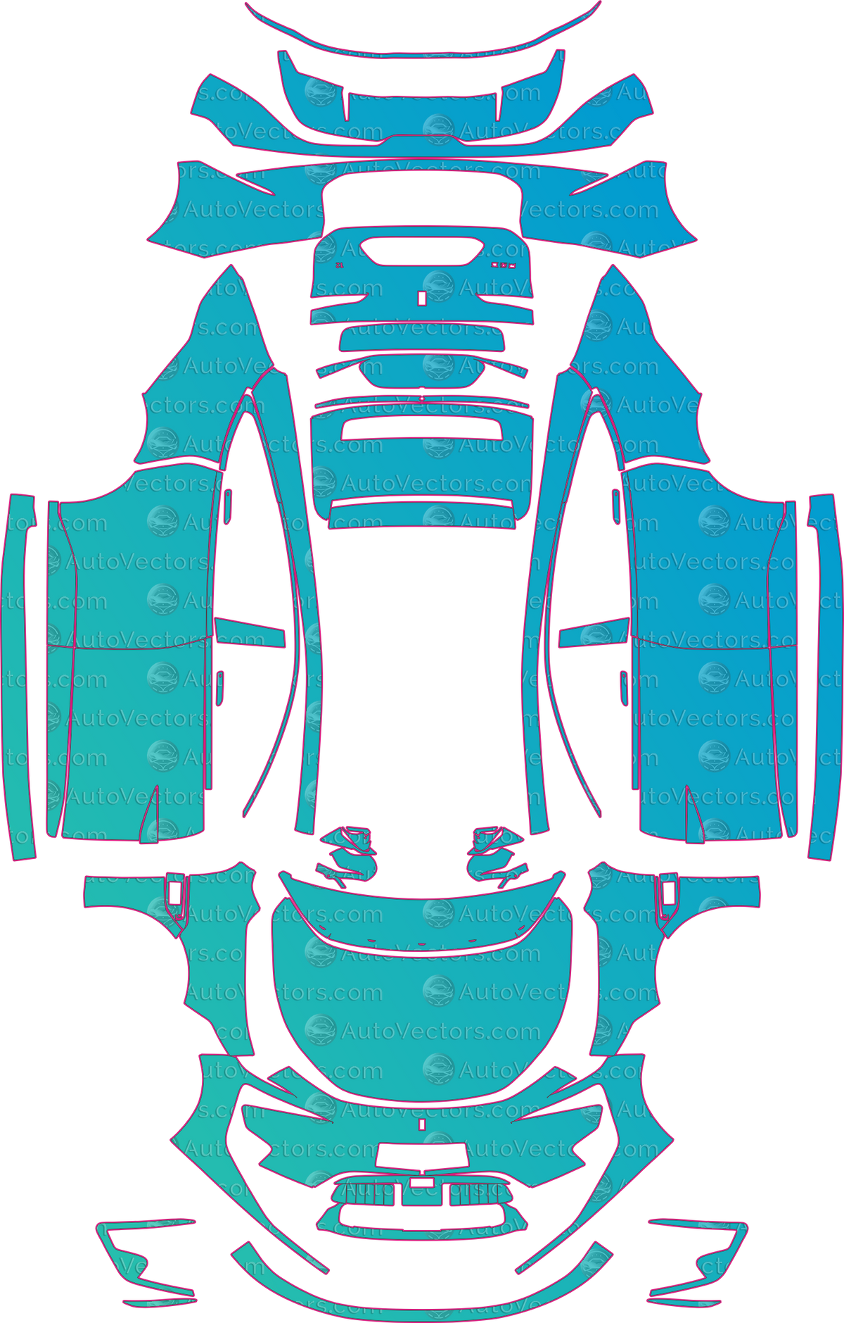 Avatr 12 GT (From 2024) Sedan – pre-cut PPF pattern templates, instant digital download vector cut files (CDR, AI, PDF, SVG)