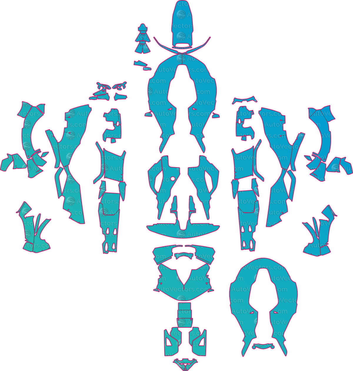 BAC Mono R Base (From 2021) pre-cut PPF pattern layout
