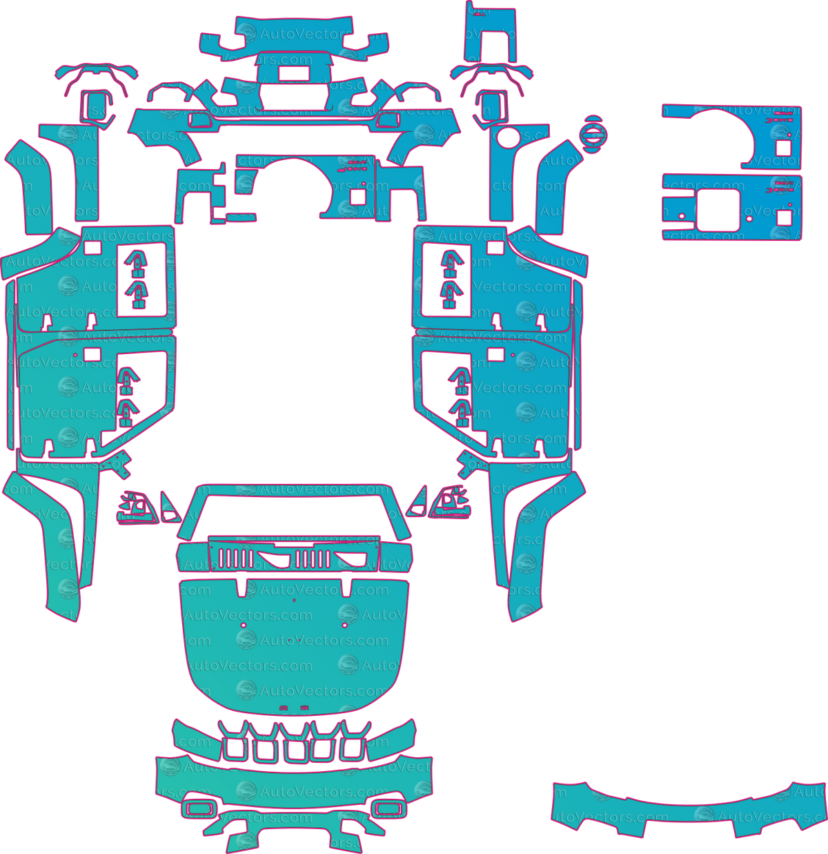 BAIC BJ40 Adventure Edition (From 2026) SUV pre-cut PPF pattern layout