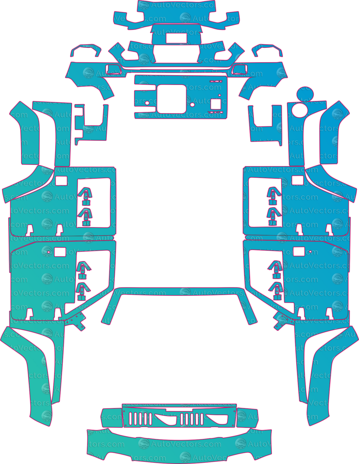 BAIC BJ40 Base (From 2021) SUV pre-cut PPF pattern layout