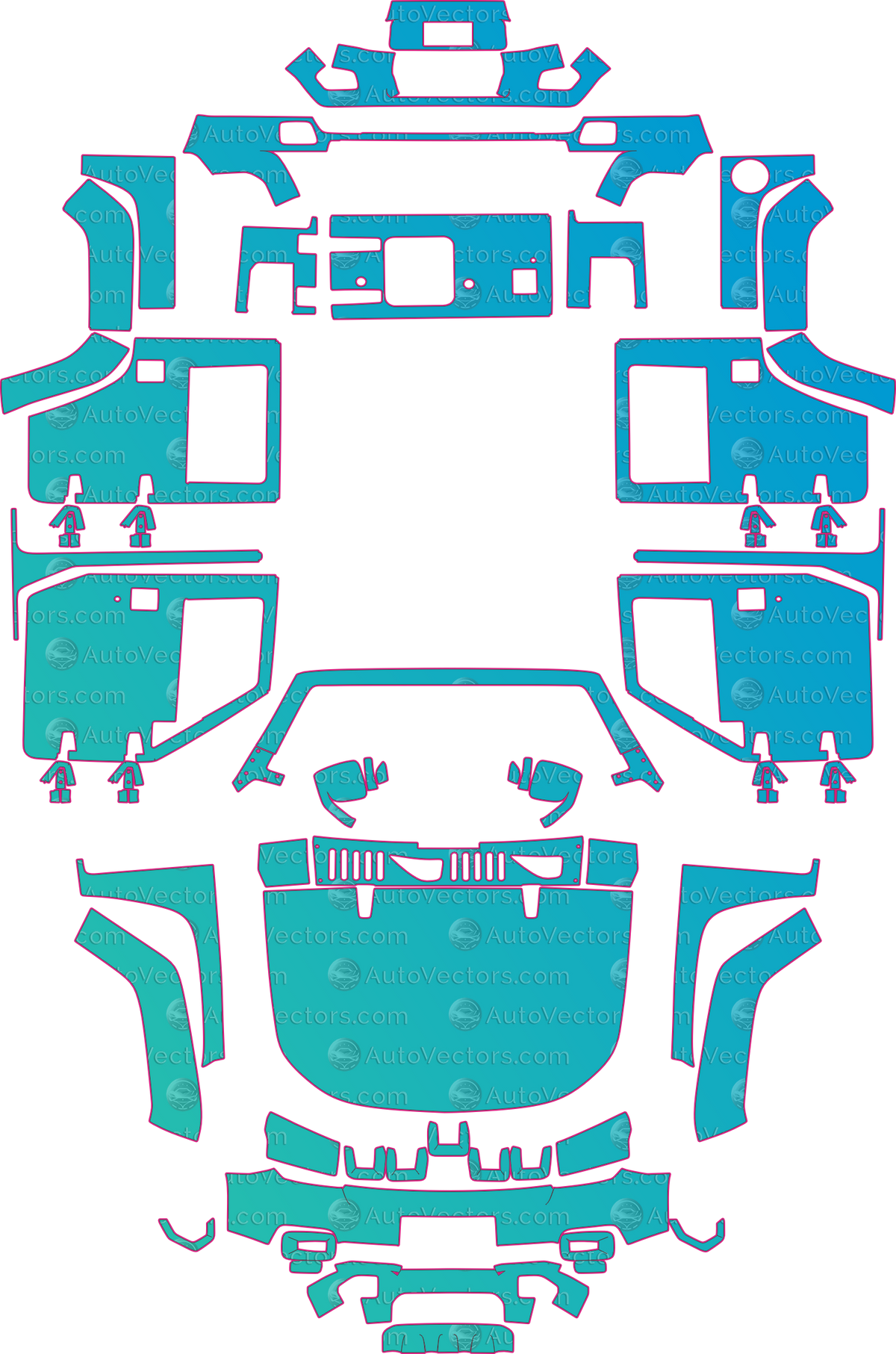 BAIC BJ40C Base (From 2023) pre-cut PPF pattern layout