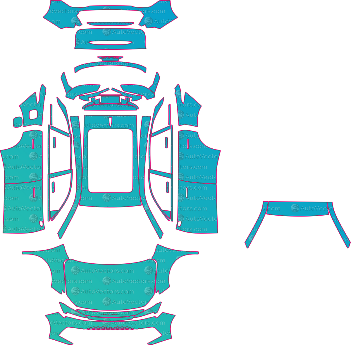 BAIC X55 Base (From 2024) SUV pre-cut PPF pattern layout