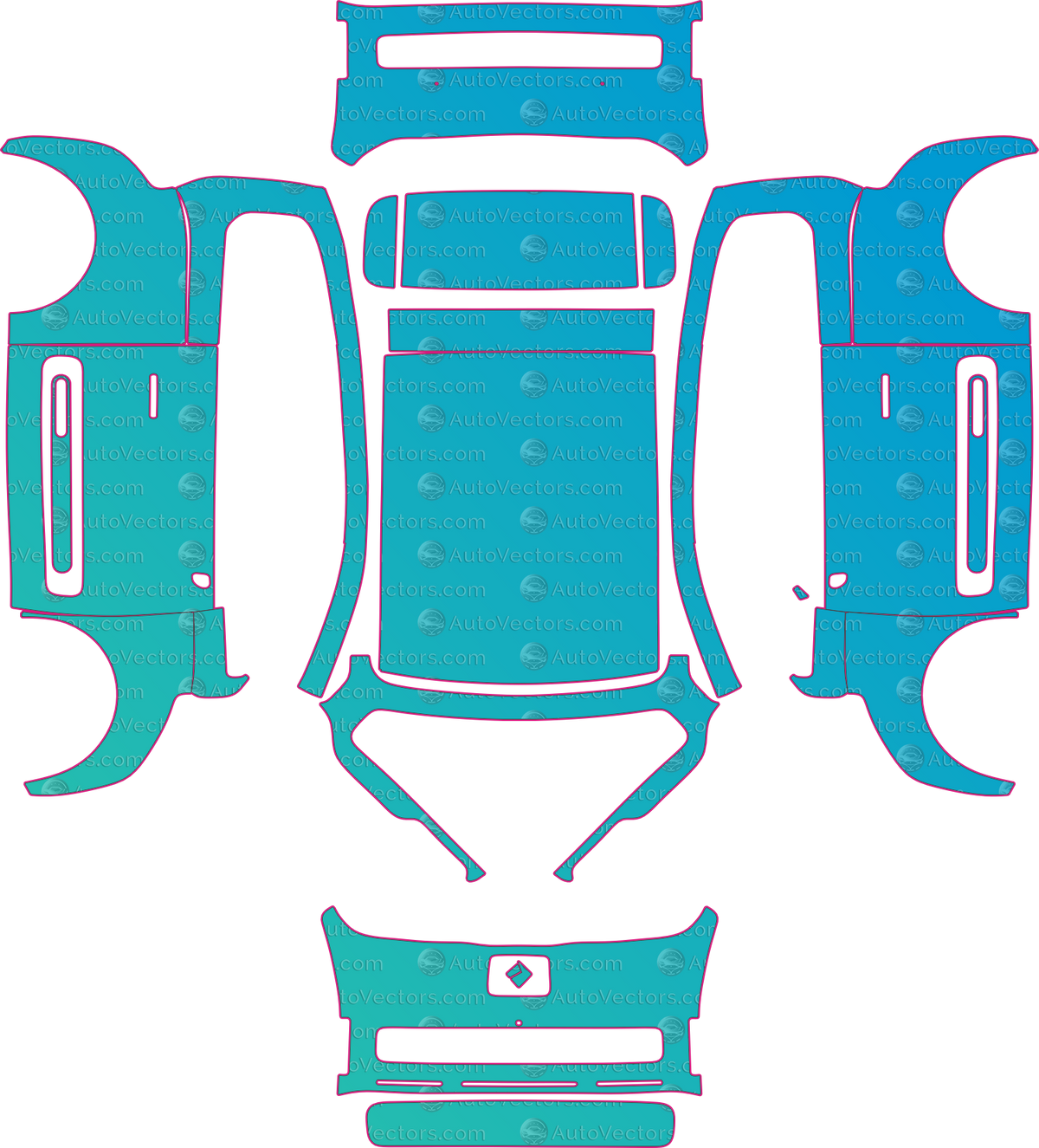 Baojun Kiwi EV Base (From 2021) Hatchback pre-cut PPF pattern layout