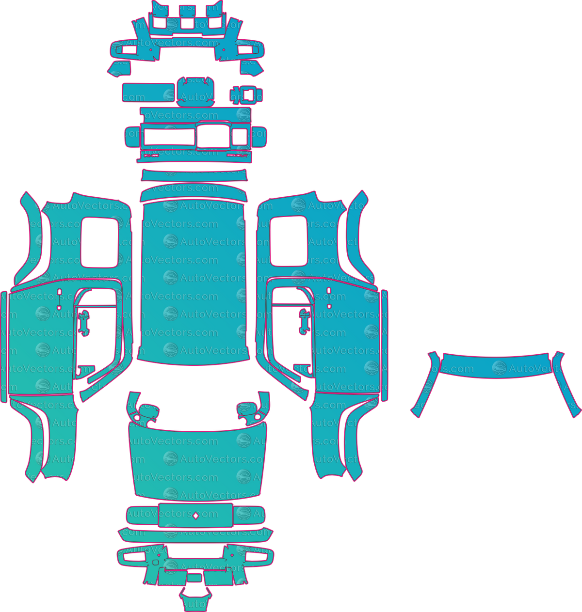 Baojun Yep Base (From 2023) SUV pre-cut PPF pattern layout