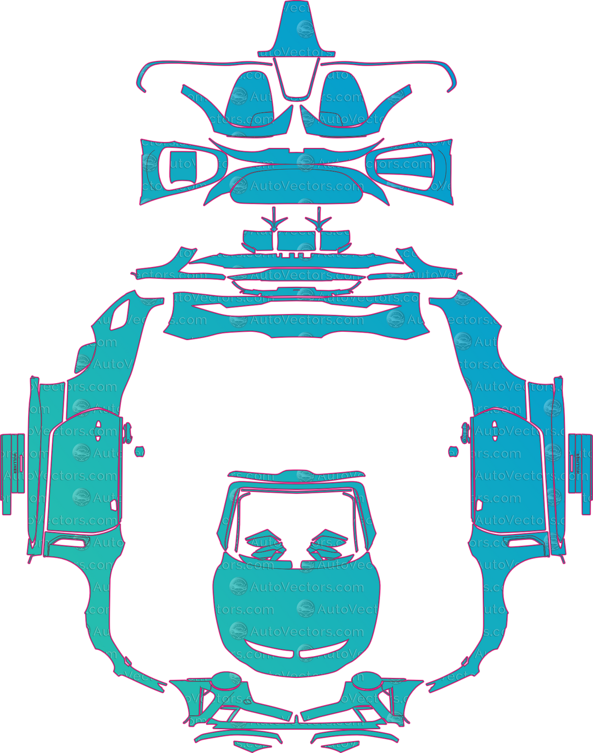 Bentley Bacalar Base (From 2021) Roadster – pre-cut PPF pattern templates, instant digital download vector cut files (CDR, AI, PDF, SVG)