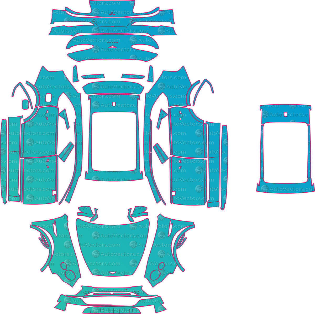 Bentley Bentayga 4V Hybrid-V8 (From 2021) SUV – pre-cut PPF pattern templates, instant digital download vector cut files (CDR, AI, PDF, SVG)