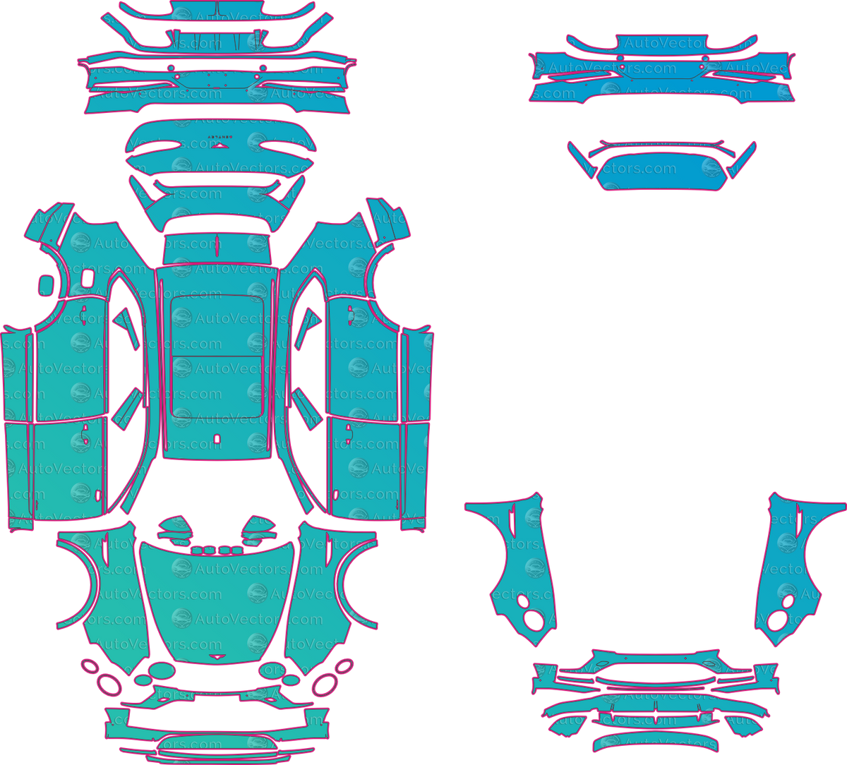 Bentley Bentayga EWB Azure (From 2022) SUV – pre-cut PPF pattern templates, instant digital download vector cut files (CDR, AI, PDF, SVG)