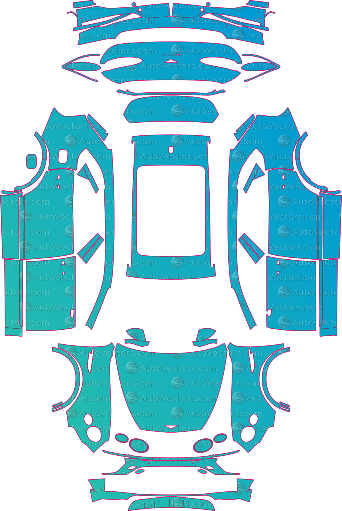 Bentley Bentayga EWB Base (From 2023) SUV – pre-cut PPF pattern templates, instant digital download vector cut files (CDR, AI, PDF, SVG)
