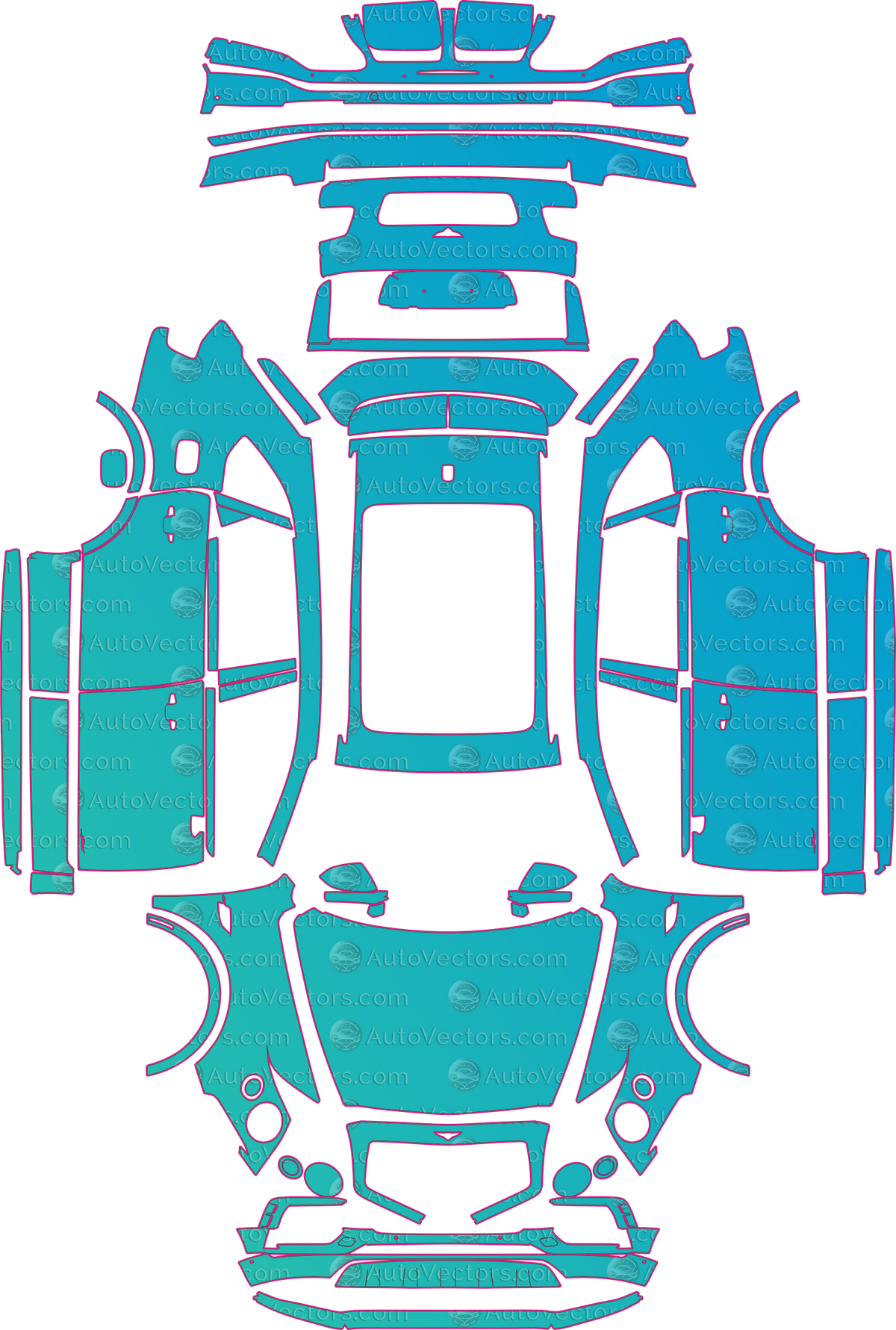 Bentley Bentayga Speed-with aerodynamic (From 2017) SUV – pre-cut PPF pattern templates, instant digital download vector cut files (CDR, AI, PDF, SVG)