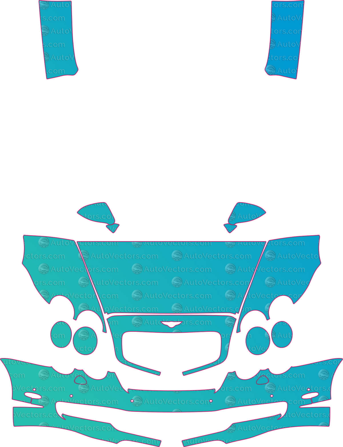 Bentley Continental Flying Spur 3W2 (From 2006) Sedan – pre-cut PPF pattern templates, instant digital download vector cut files (CDR, AI, PDF, SVG)