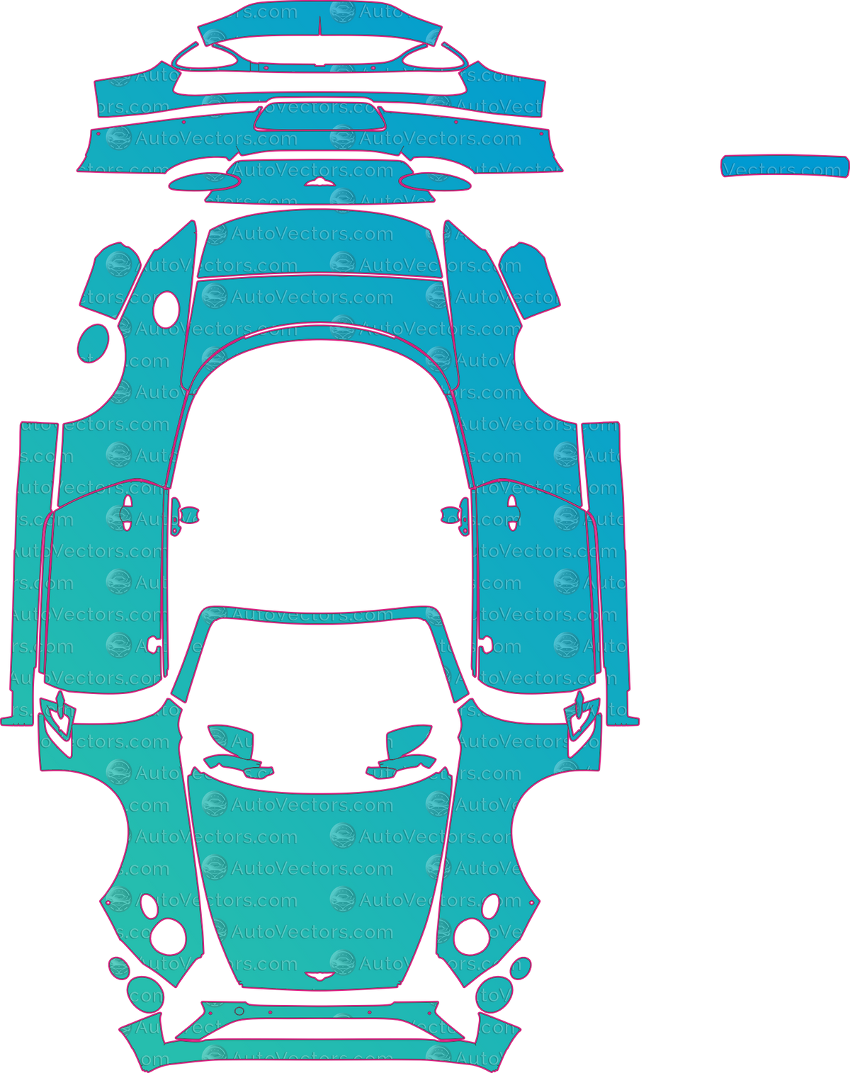 Bentley Continental GT (From 2018) Convertible – pre-cut PPF pattern templates, instant digital download vector cut files (CDR, AI, PDF, SVG)
