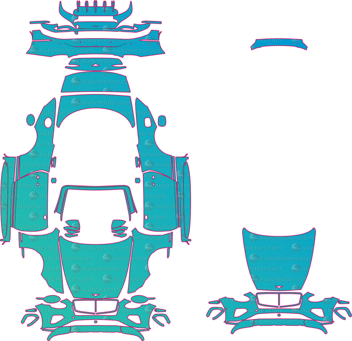 Bentley Continental GT (From 2025) Convertible – pre-cut PPF pattern templates, instant digital download vector cut files (CDR, AI, PDF, SVG)