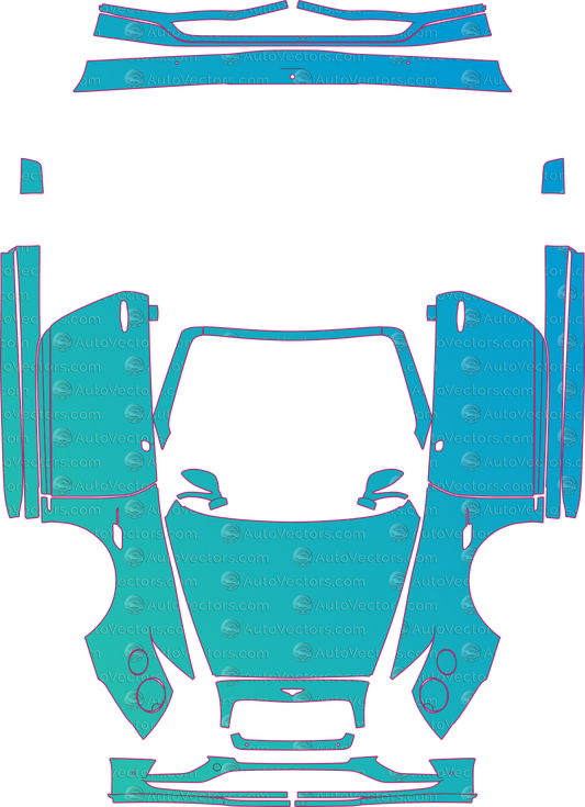Bentley Continental GT 3W V8S (From 2015) Convertible – pre-cut PPF pattern templates, instant digital download vector cut files (CDR, AI, PDF, SVG)