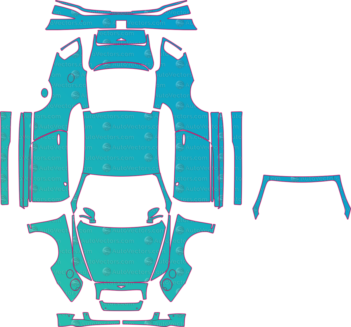 Bentley Continental GT GT Speed Convertible-Saloon (From 2012) Coupe – pre-cut PPF pattern templates, instant digital download vector cut files (CDR, AI, PDF, SVG)