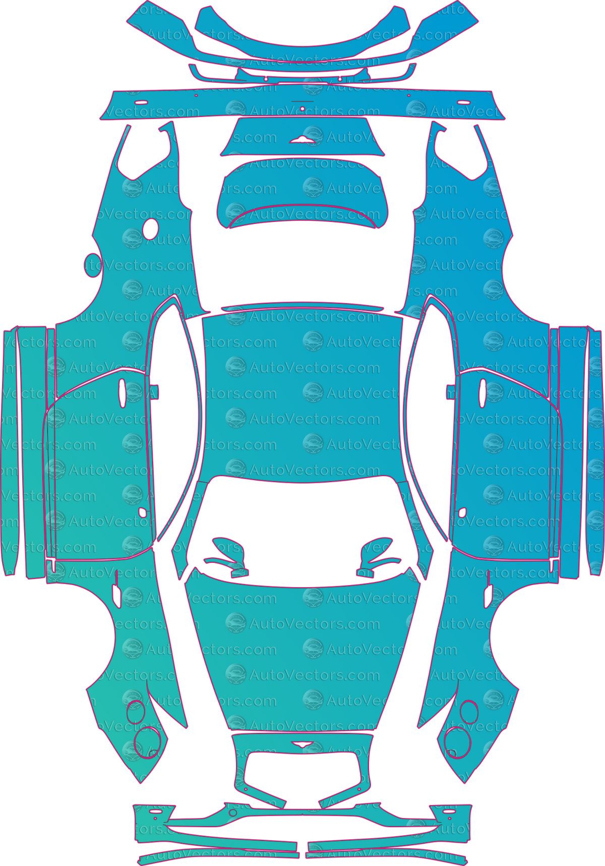 Bentley Continental GT GT V8 (From 2016) Coupe – pre-cut PPF pattern templates, instant digital download vector cut files (CDR, AI, PDF, SVG)