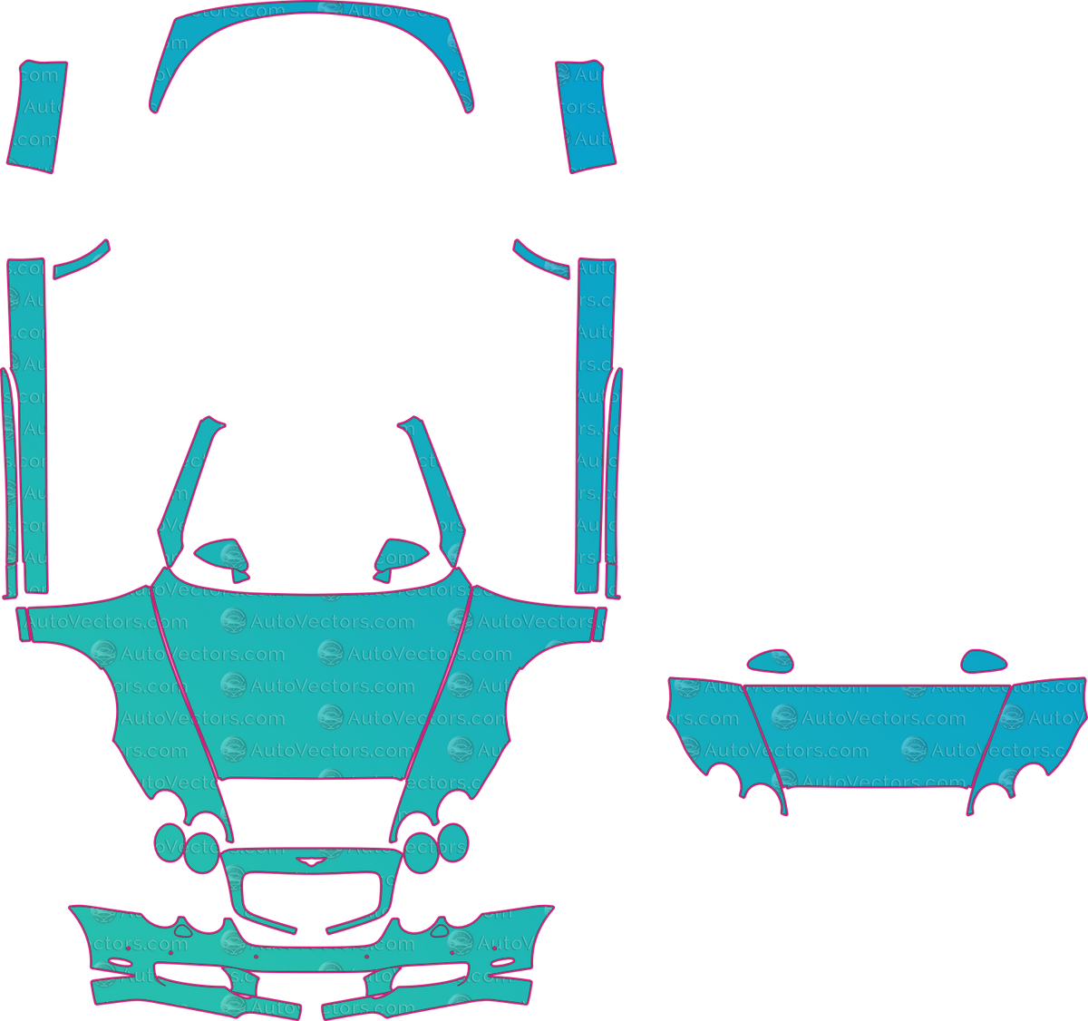 Bentley Continental GT-GTC 3W (From 2004) Coupe – pre-cut PPF pattern templates, instant digital download vector cut files (CDR, AI, PDF, SVG)