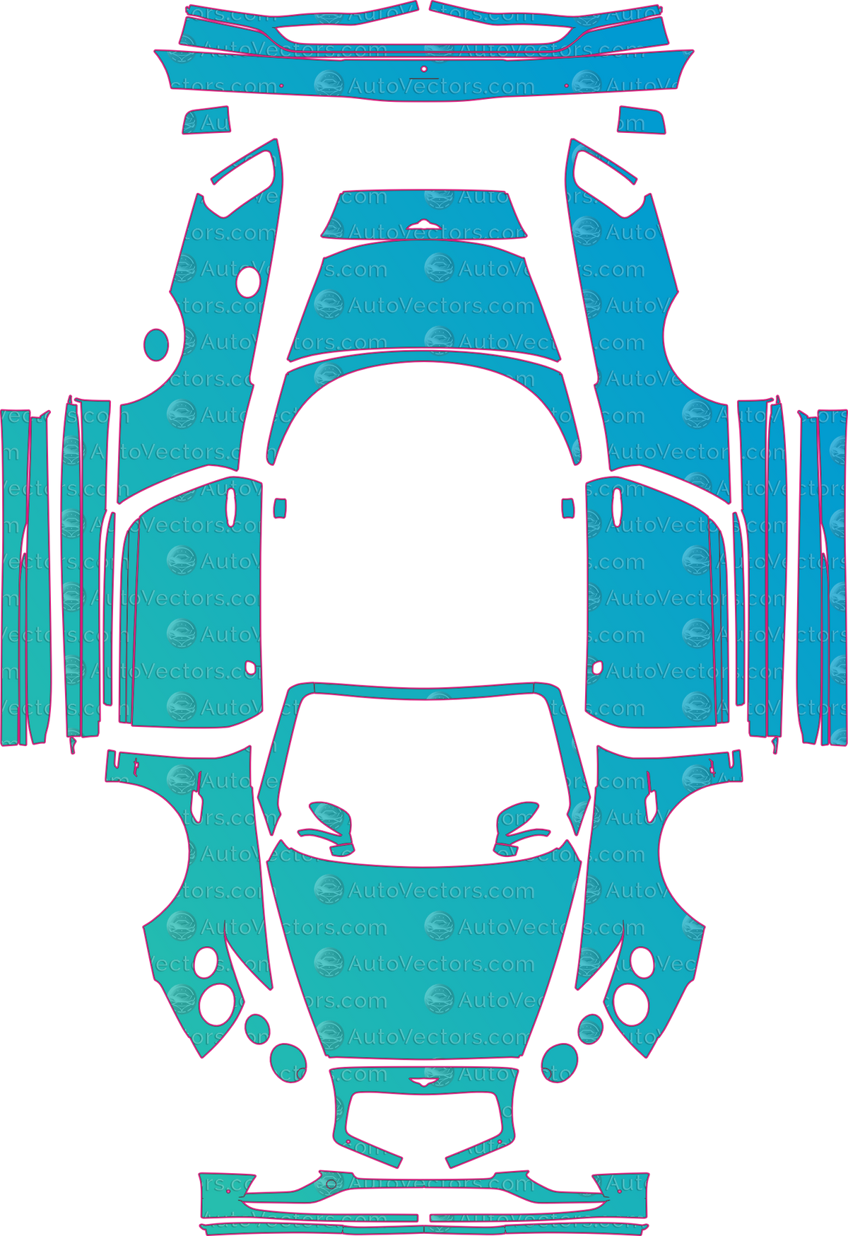 Bentley Continental GT Speed (From 2015) Convertible – pre-cut PPF pattern templates, instant digital download vector cut files (CDR, AI, PDF, SVG)