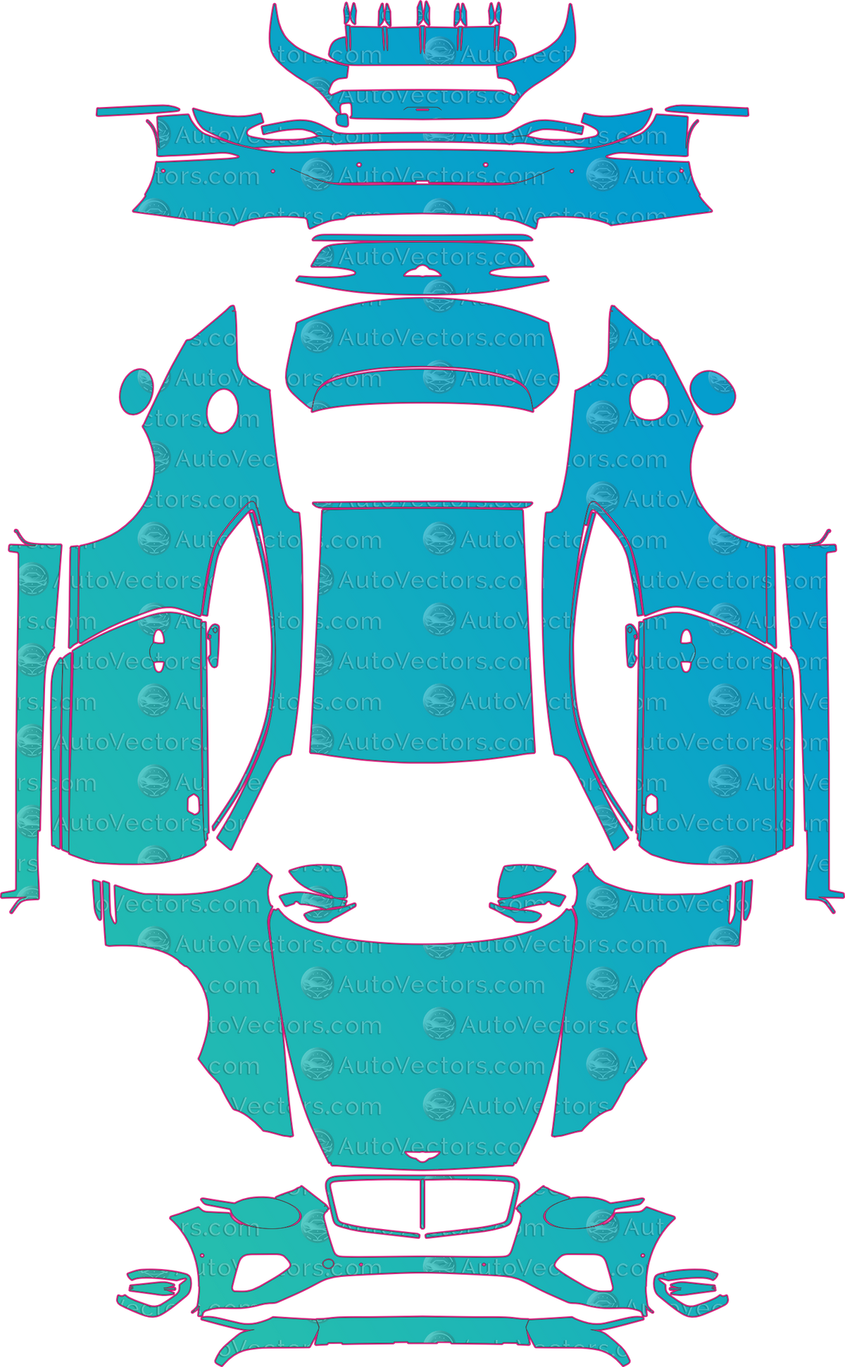 Bentley Continental GT Speed v2 (From 2025) Coupe – pre-cut PPF pattern templates, instant digital download vector cut files (CDR, AI, PDF, SVG)