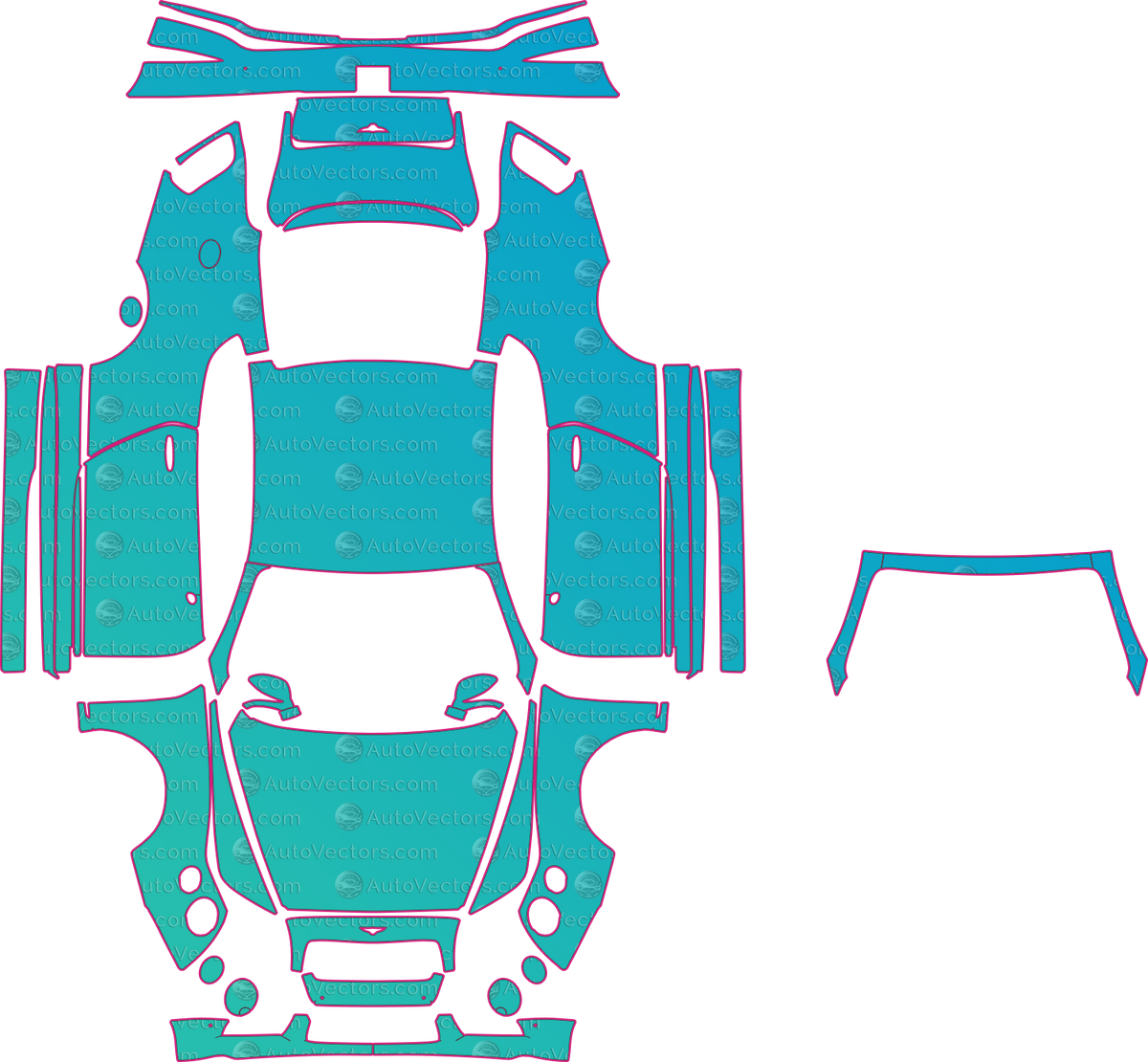 Bentley Continental GT V8-GT V8 S (From 2012) Saloon – pre-cut PPF pattern templates, instant digital download vector cut files (CDR, AI, PDF, SVG)