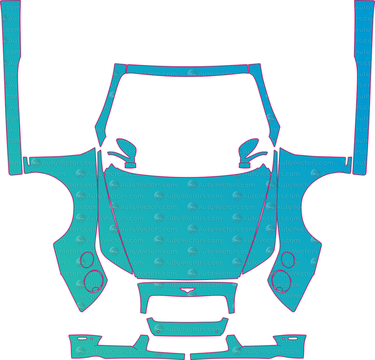 Bentley Continental GT V8-GT V8 S (From 2013) Coupe – pre-cut PPF pattern templates, instant digital download vector cut files (CDR, AI, PDF, SVG)