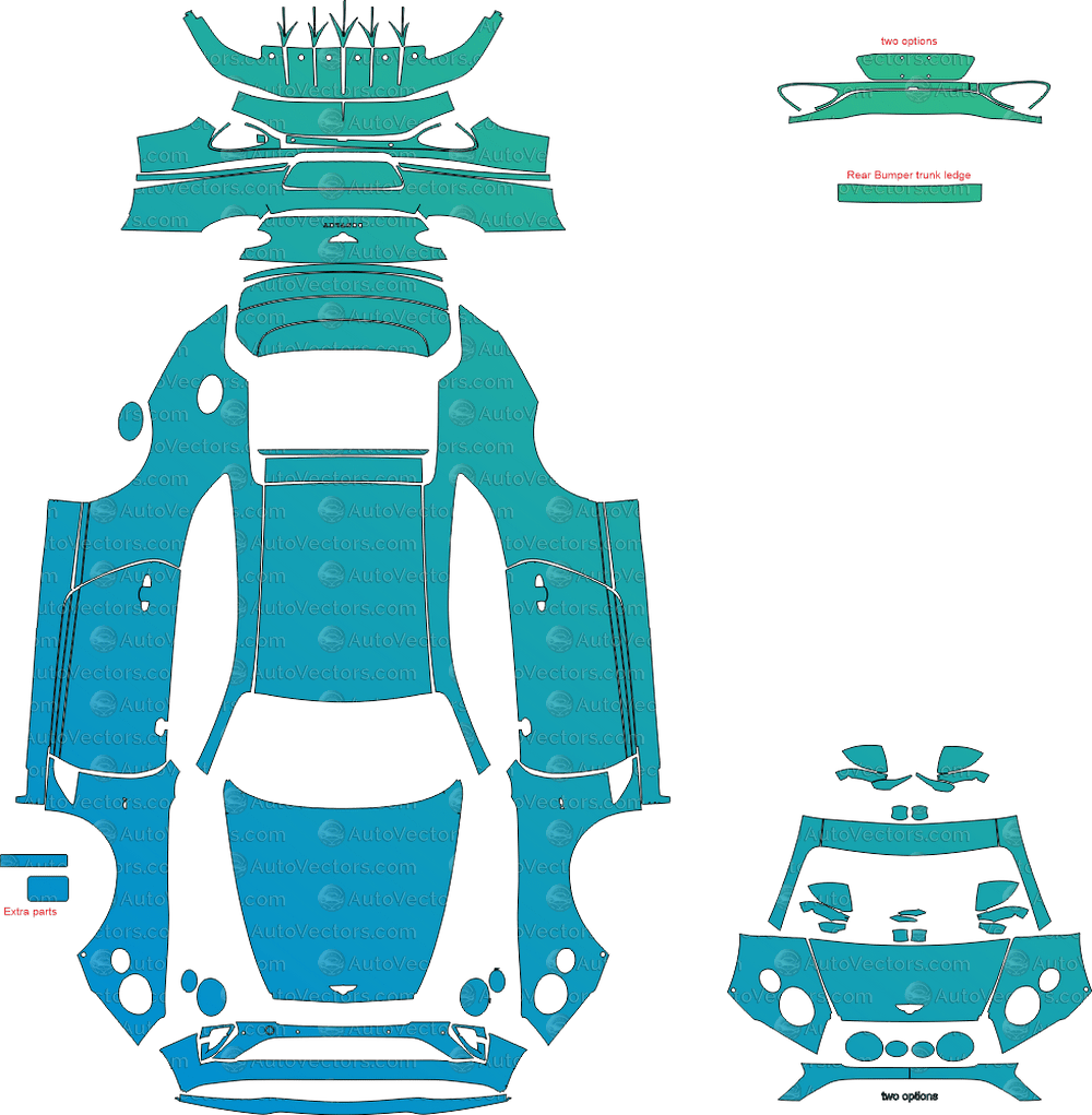 Bentley Continental GT / V8 / Speed / Mulliner (2019–2023) Coupe pre-cut PPF vector template download
