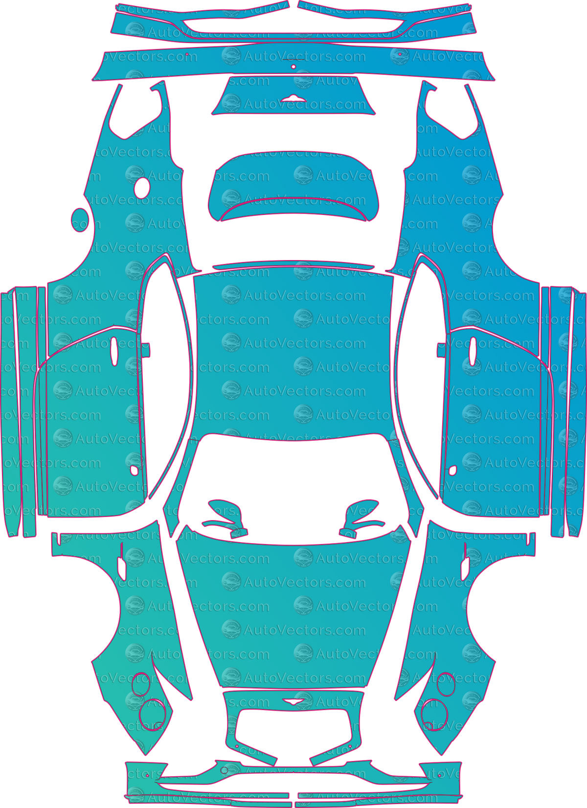 Bentley Continental GT V8S (From 2015) Coupe – pre-cut PPF pattern templates, instant digital download vector cut files (CDR, AI, PDF, SVG)