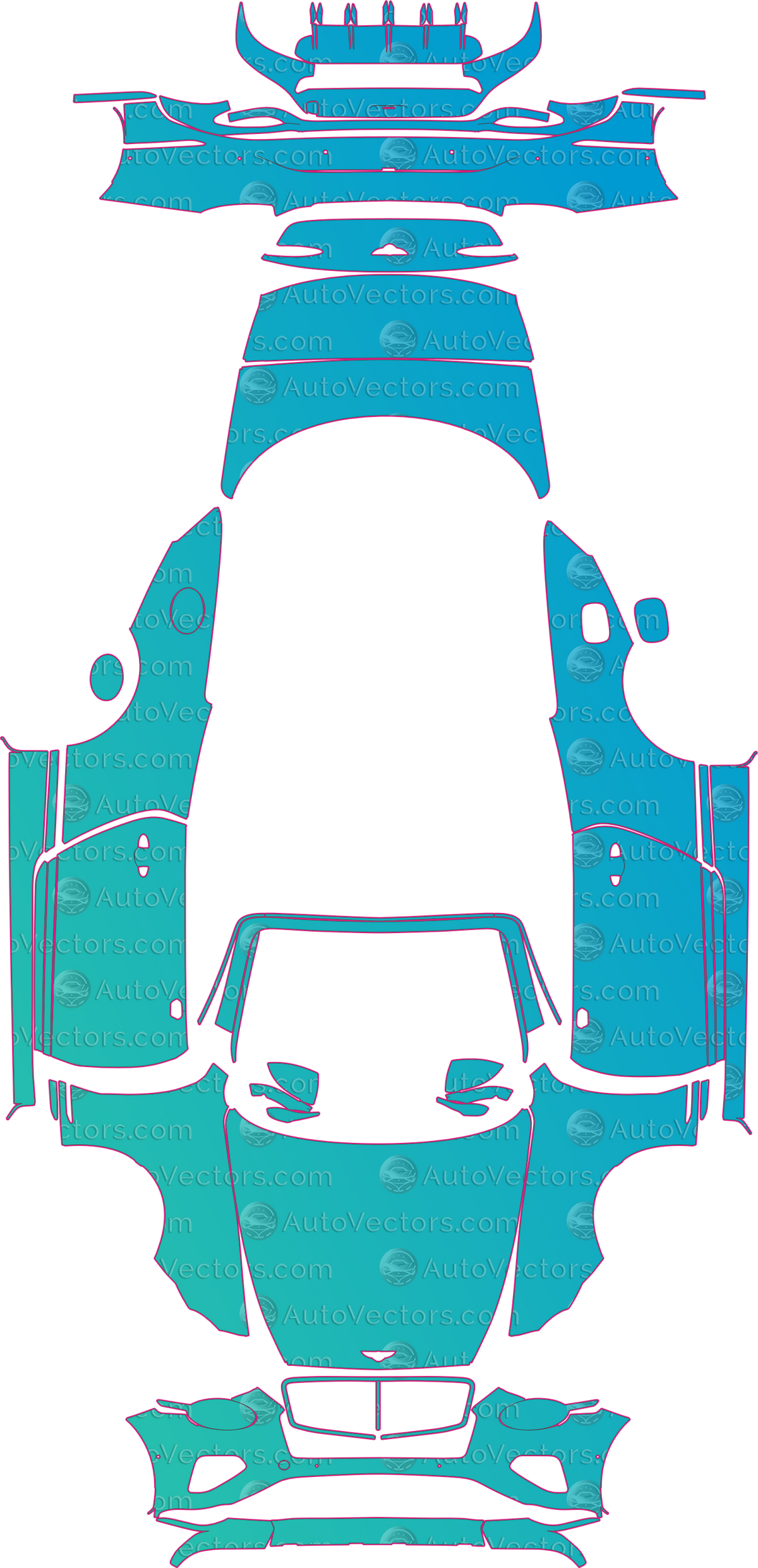 Bentley Continental GTC Muliner (From 2025) Convertible – pre-cut PPF pattern templates, instant digital download vector cut files (CDR, AI, PDF, SVG)
