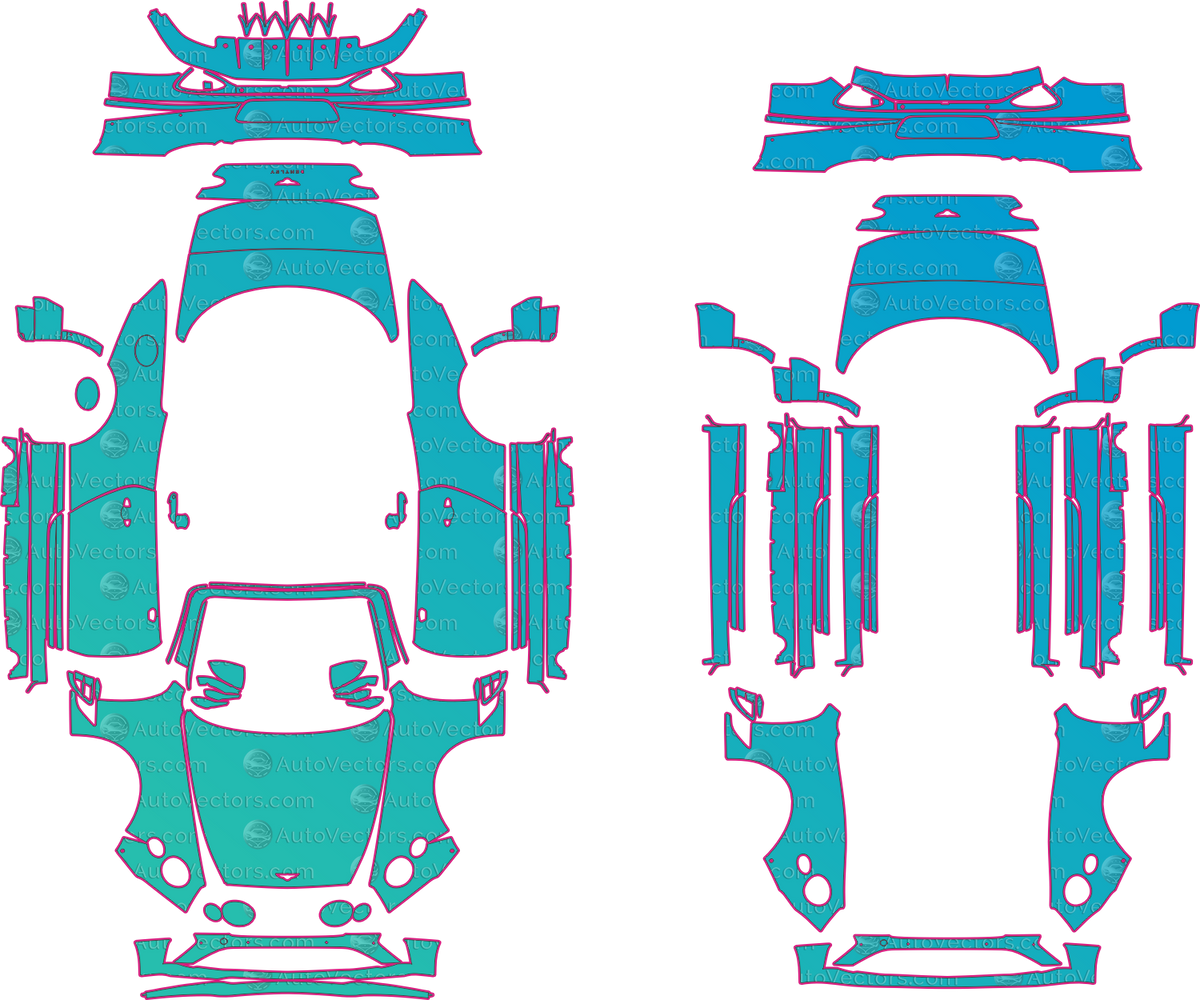 Bentley Continental GTC Mulliner (From 2023) Convertible – pre-cut PPF pattern templates, instant digital download vector cut files (CDR, AI, PDF, SVG)