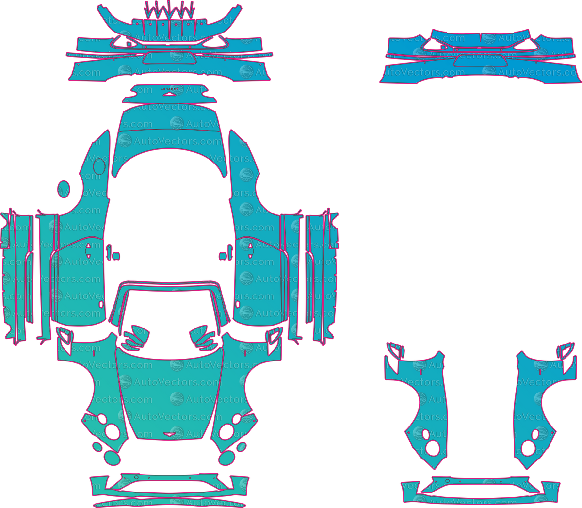 Bentley Continental SpeedEdition 12 (From 2022) Convertible – pre-cut PPF pattern templates, instant digital download vector cut files (CDR, AI, PDF, SVG)