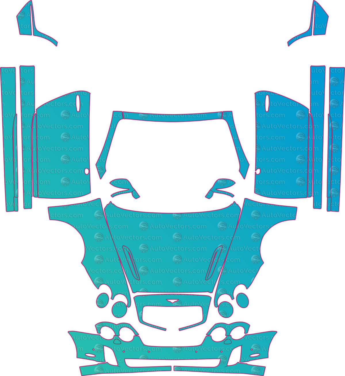 Bentley Continental Supersports (From 2010) Coupe – pre-cut PPF pattern templates, instant digital download vector cut files (CDR, AI, PDF, SVG)