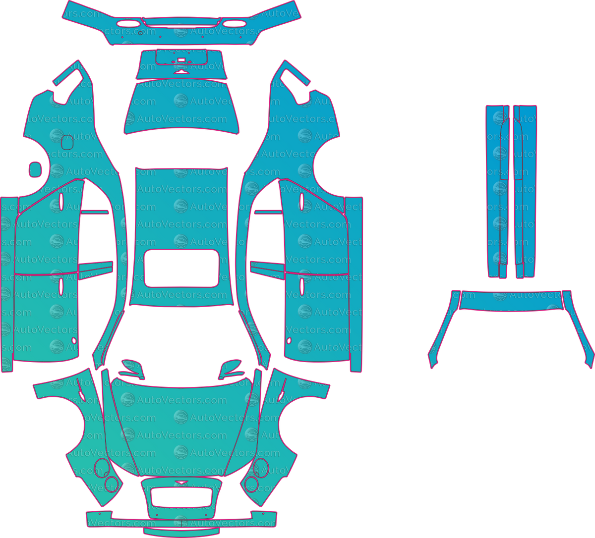 Bentley FLYING SPUR Base-V8-W12 (From 2013) Sedan – pre-cut PPF pattern templates, instant digital download vector cut files (CDR, AI, PDF, SVG)