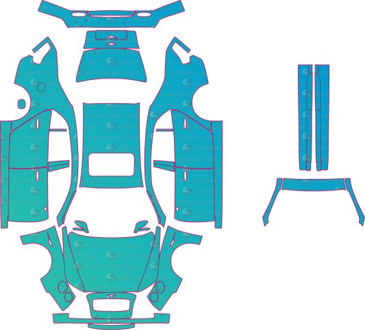 Bentley FLYING SPUR Base-V8-W12 (From 2013) Sedan – pre-cut PPF pattern templates, instant digital download vector cut files (CDR, AI, PDF, SVG)