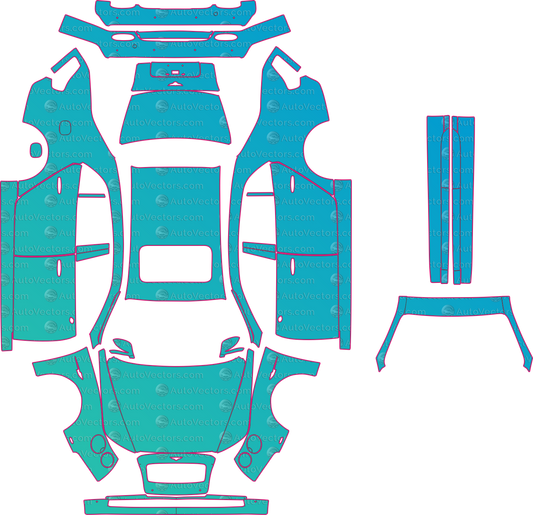 Bentley Flying Spur Base V8 W12 (From 2014) Sedan – pre-cut PPF pattern templates, instant digital download vector cut files (CDR, AI, PDF, SVG)