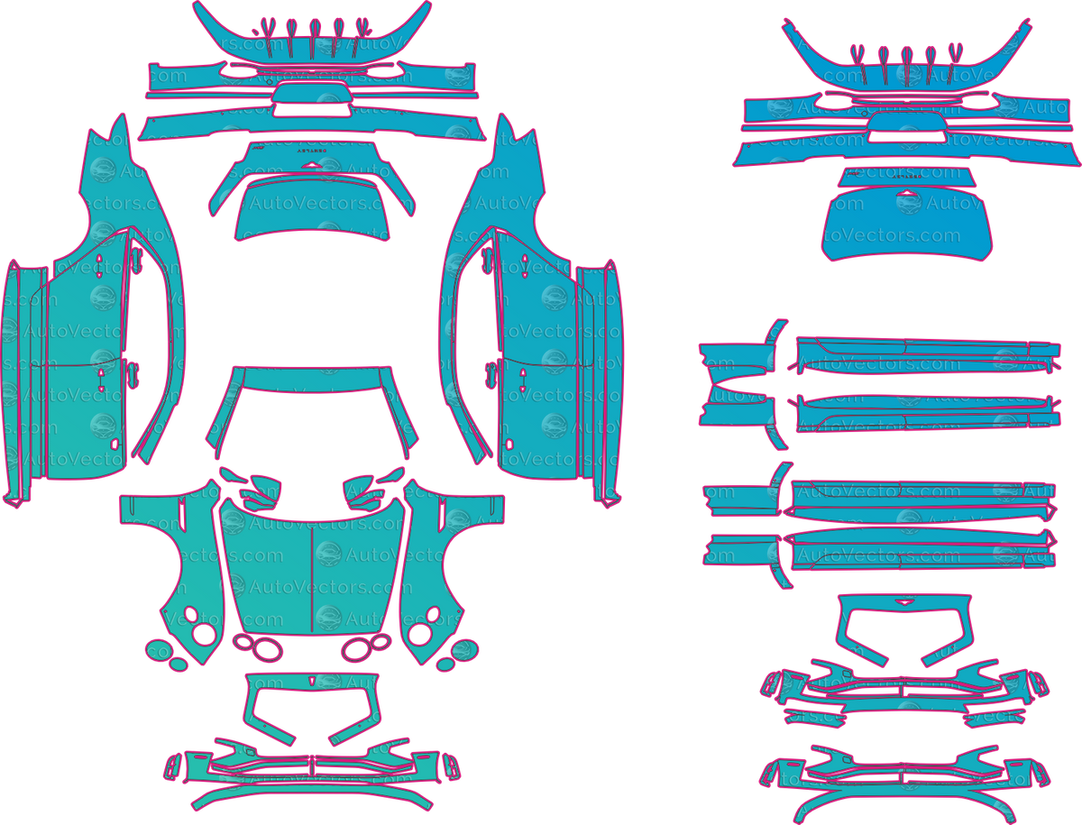 Bentley Flying Spur Mulliner (From 2025) Sedan – pre-cut PPF pattern templates, instant digital download vector cut files (CDR, AI, PDF, SVG)