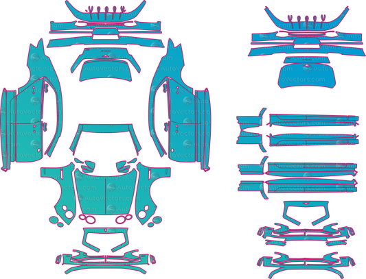 Bentley Flying Spur Mulliner (From 2025) Sedan – pre-cut PPF pattern templates, instant digital download vector cut files (CDR, AI, PDF, SVG)