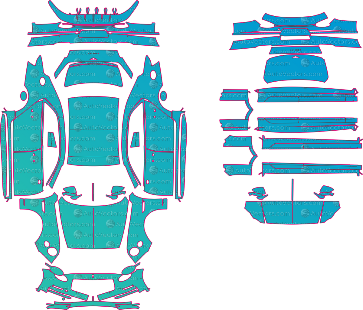 Bentley Flying Spur S (From 2027) Sedan – pre-cut PPF pattern templates, instant digital download vector cut files (CDR, AI, PDF, SVG)