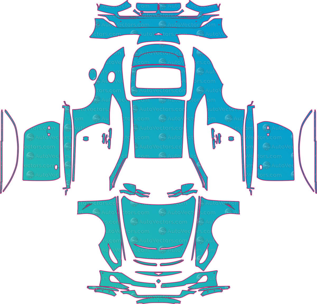 Bentley Mulliner Batur Base (From 2023) Coupe – pre-cut PPF pattern templates, instant digital download vector cut files (CDR, AI, PDF, SVG)